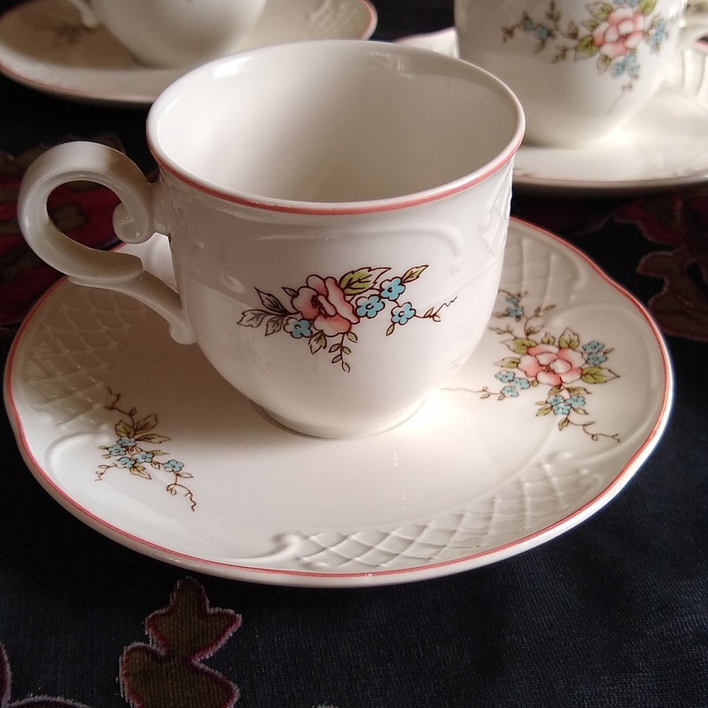 5 Pair Villeroy and Boch Demitasse Cups and Saucers